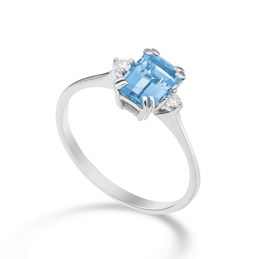 Mikiko an 18k octagonal blue topaz 7x5 ct.1,20 diam. ct.0,05 MACL090DITPAZ2O4