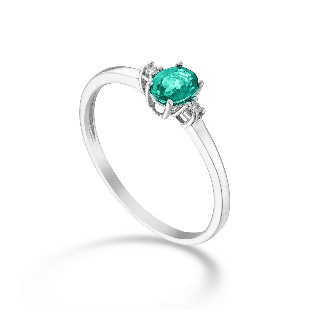 Mikiko en 9k oval smaragd 5x4 ct.0,30 diam. ct.0.02 MA5191R4BE