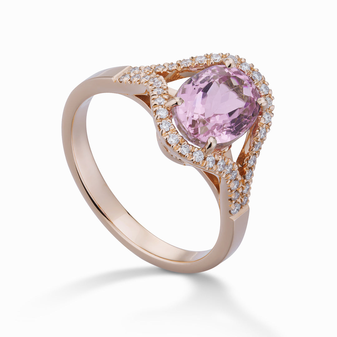 World Diamond Group ovaler Morganitring 10x8 und Diamantkontur ACLC136DMO810-23193110128