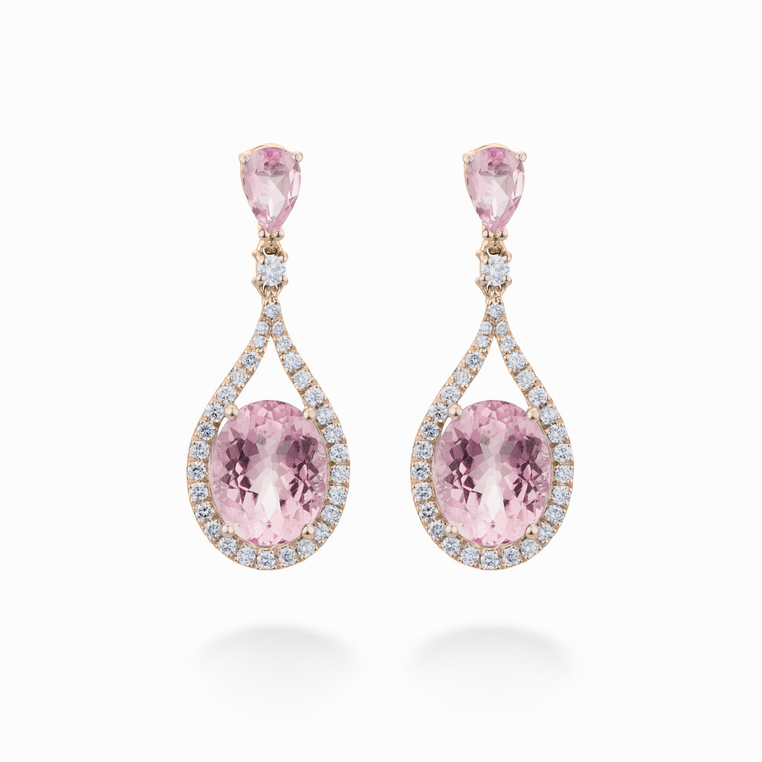 World Diamond Group øreringe vedhæng morganite ov 10x8 og goc 6x4 + diam OCLC149DMO810-22252110069