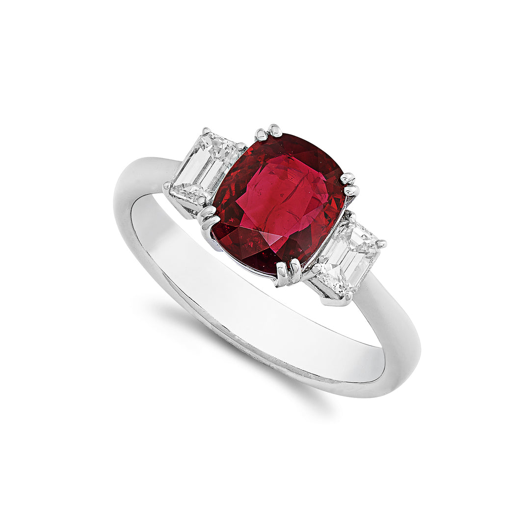 World Diamond Group ρουμπινί δαχτυλίδι μαξιλάρι gubelin 8x7 και lat baguette ACLCS003DIRU78-23076110145