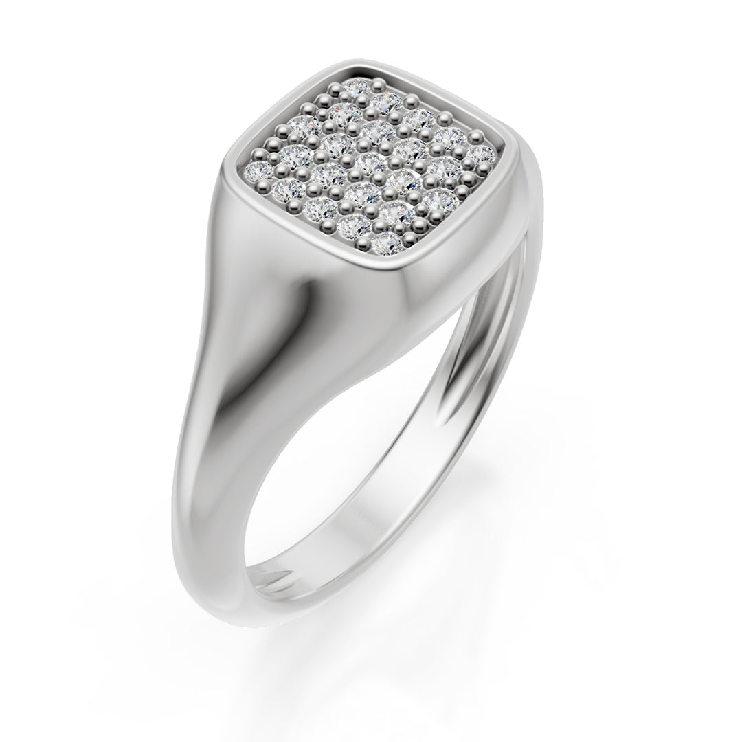 World Diamond Group anello mignolo quadrato mis10, diamanti oro bianco ACH003DIB-24128110004