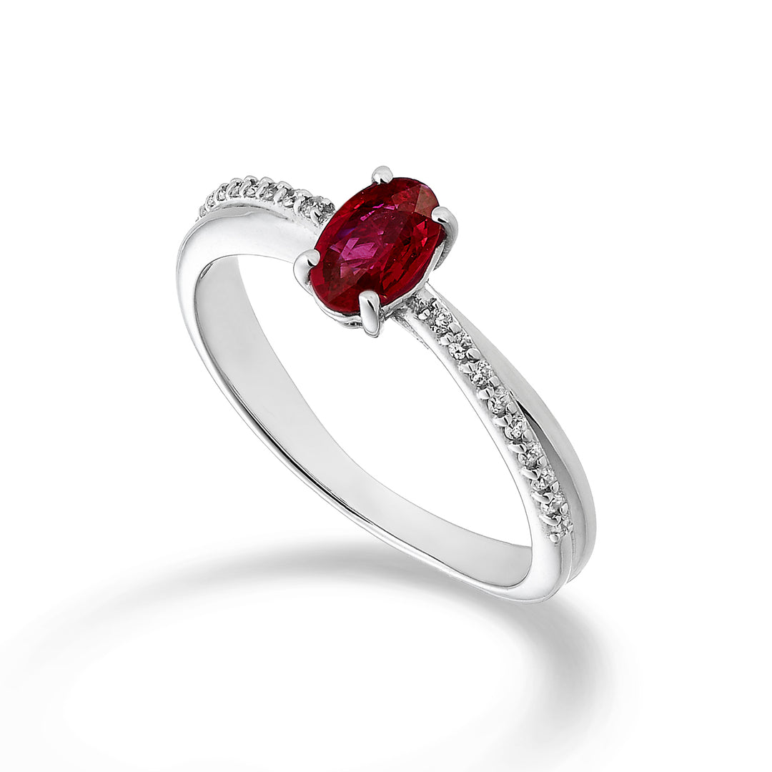 Nihama 18k oválný rubín 6x4 ct.0,40 pr. ct.0.07 NA5103O4RBC