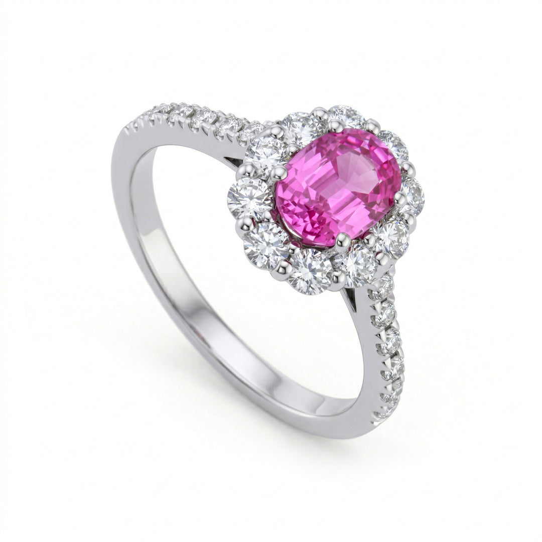 Golay roze ovale saffierring 6x5 contour + steel incl. ACLC043DIZP-23310110082