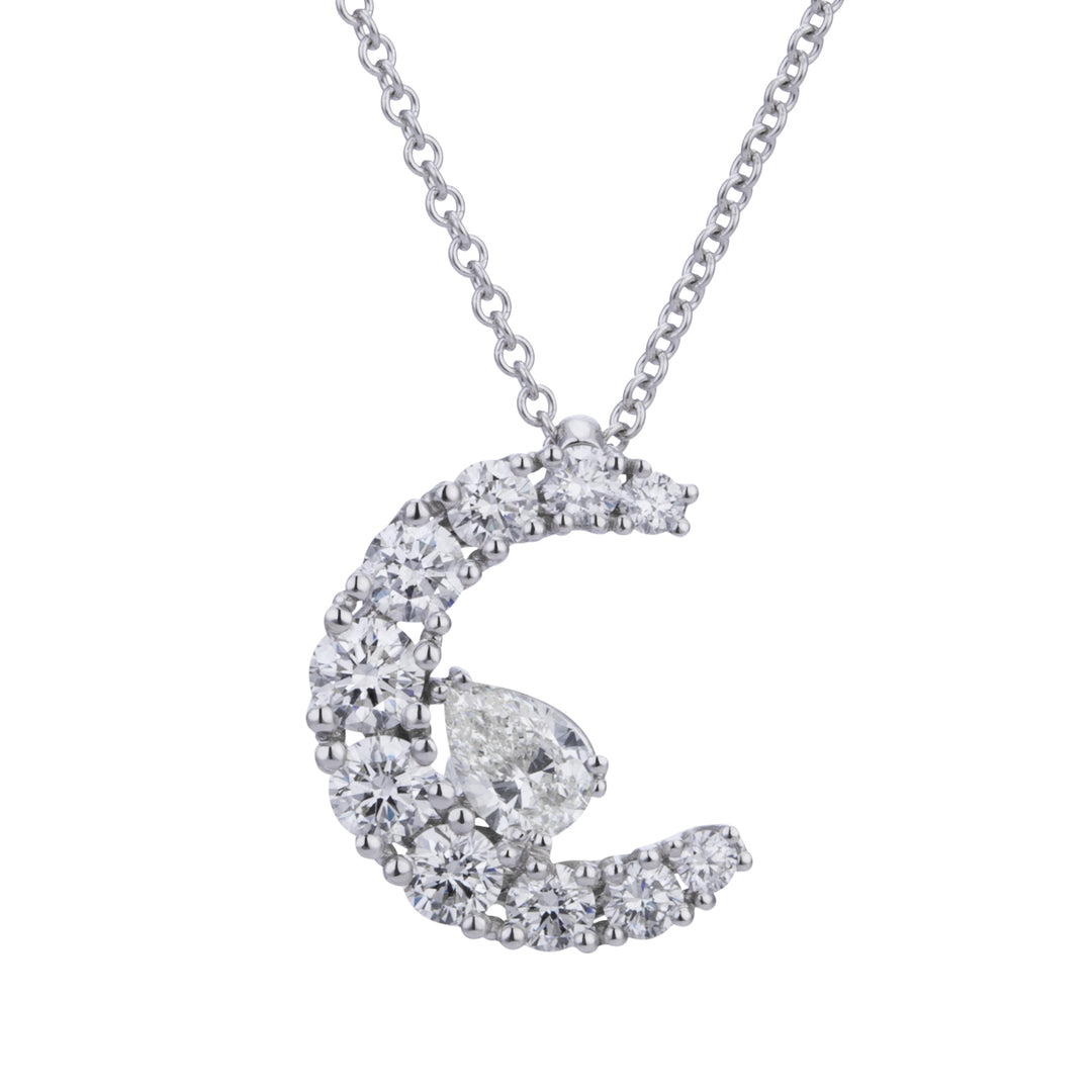 Golay ketting genade halve maan pave en diamant druppel GABTR005DI-26154110098
