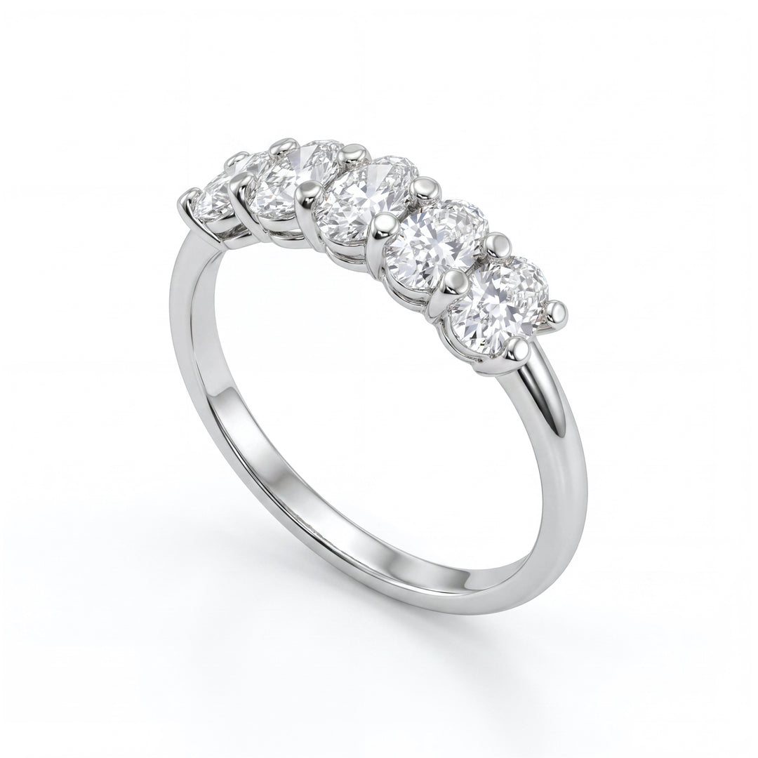 X-Diamond um laboratório de cinco anéis ovais de 18kt g.d. ct total 1,10 XXDAN023O4OVBI110