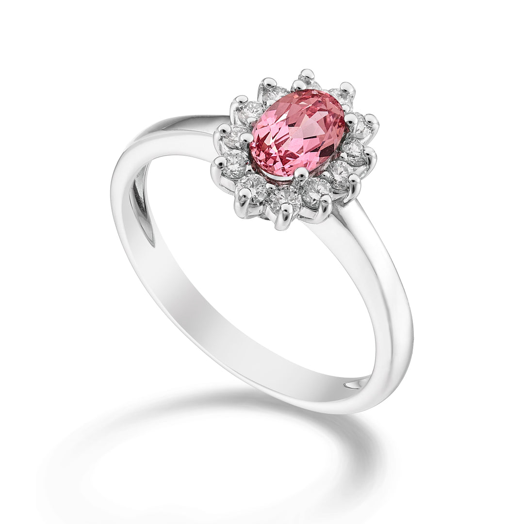 Nihama an 18k oval pink sapphire 6x4 ct.0.60 diam. 0.23 ct NA5093O4ZFRP