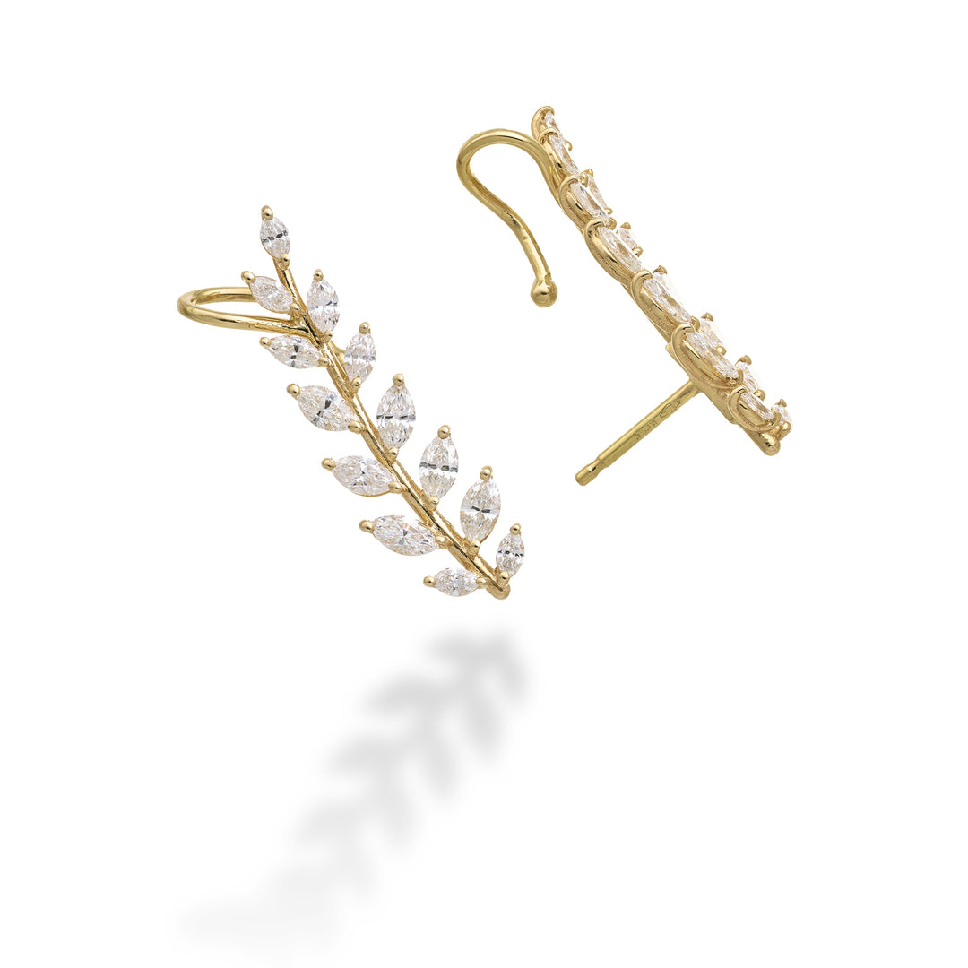 Golay olijfboom mono oorbel met marquise, geel goud, rechts OD840DGDX