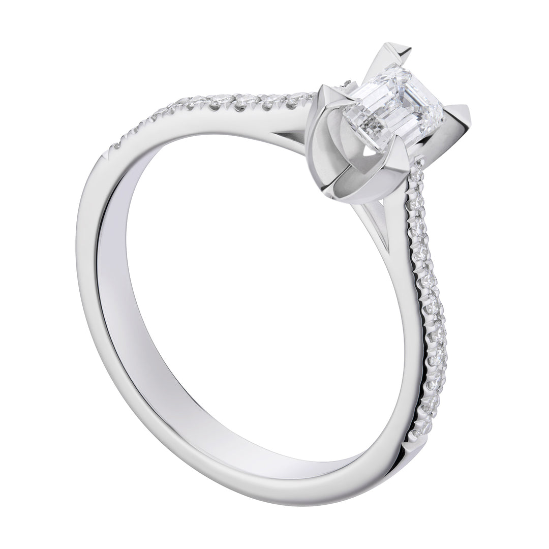 Solitaire World Diamond Group fm moldura e soquete com corte esmeralda ASLFME004DI-18263110080