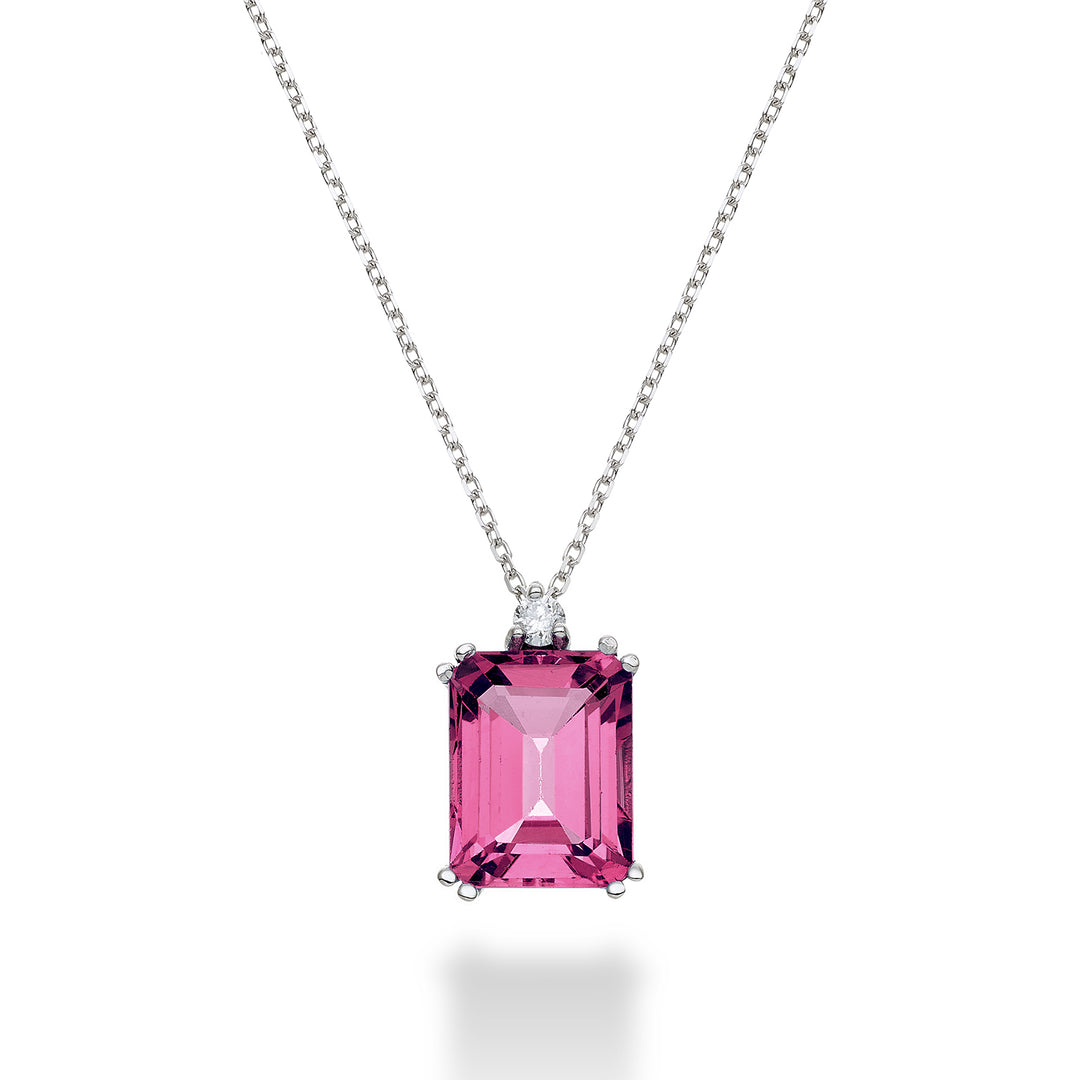 Nihama cl 18k οκτάγωνο ροζ τοπάζι 7x9 ct.2,60 διάμ. ct.0,04 NPCL090DITPPK4O4