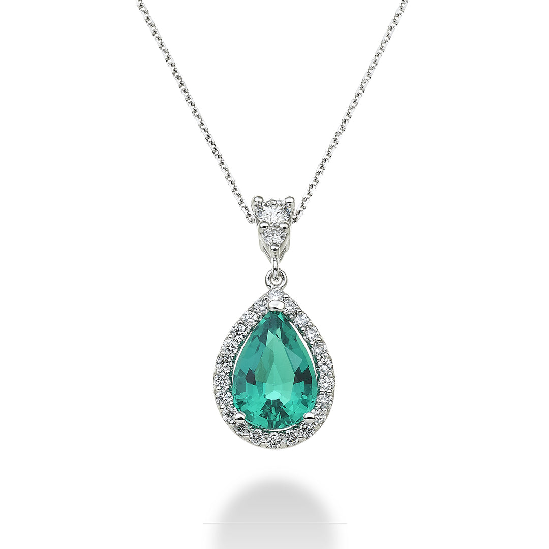X-Diamond cl 18kt lab g.d. lab emerald drop 10x7 ct.1,70 diam. 0,34 ct LXDPCL100SMGODIO4