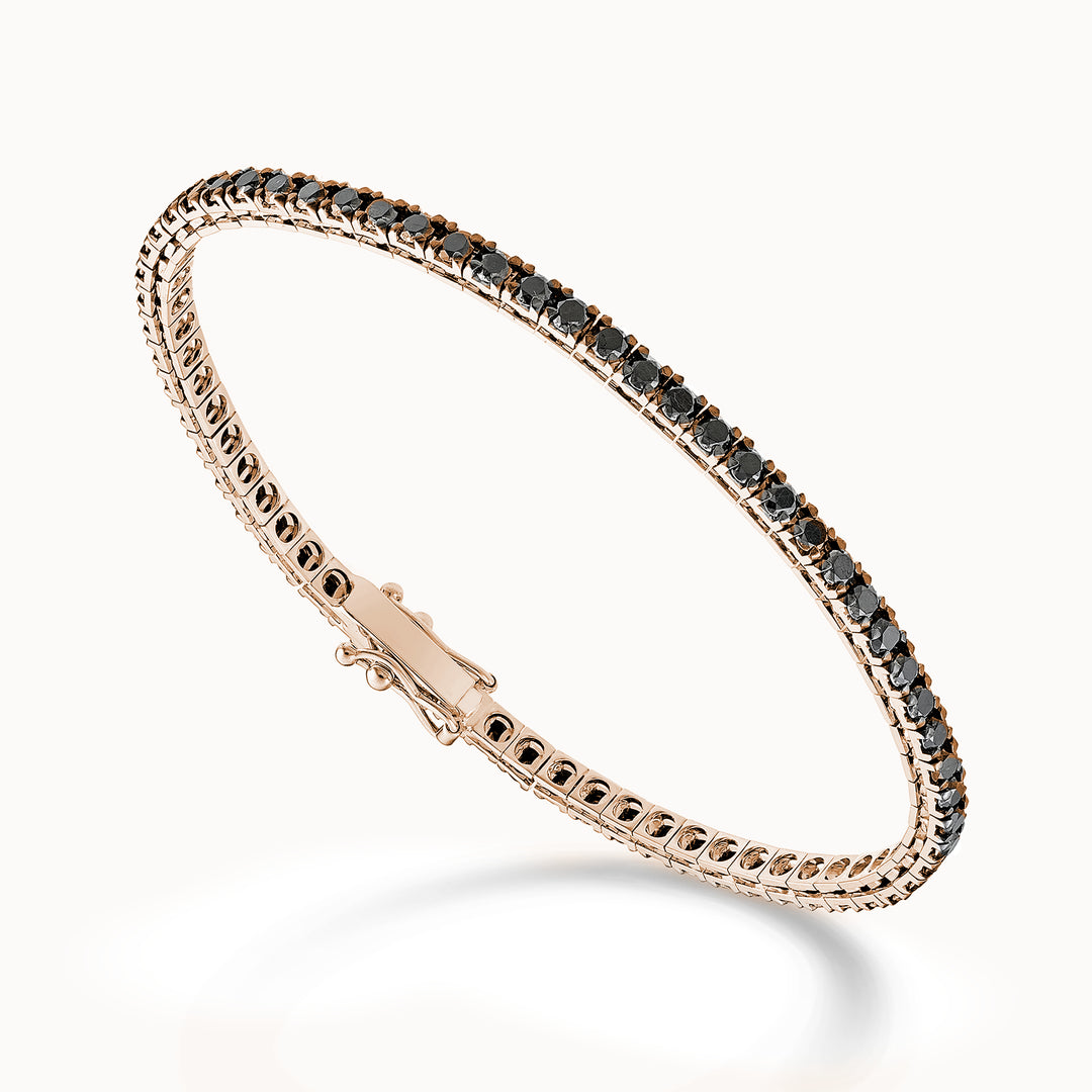 Nihama br tennis 18k spinello nero ct.2,05 cm.17,5 oro rosa - 78 castoni NBTQ220SBKO3