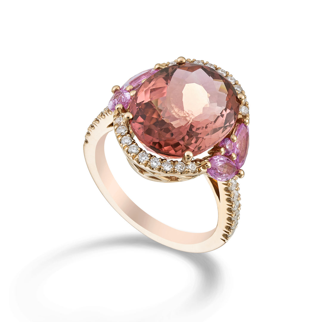 Golay oval pink turmalinring 15x12, zp marq contour APU499DZPTO1512-24247110016