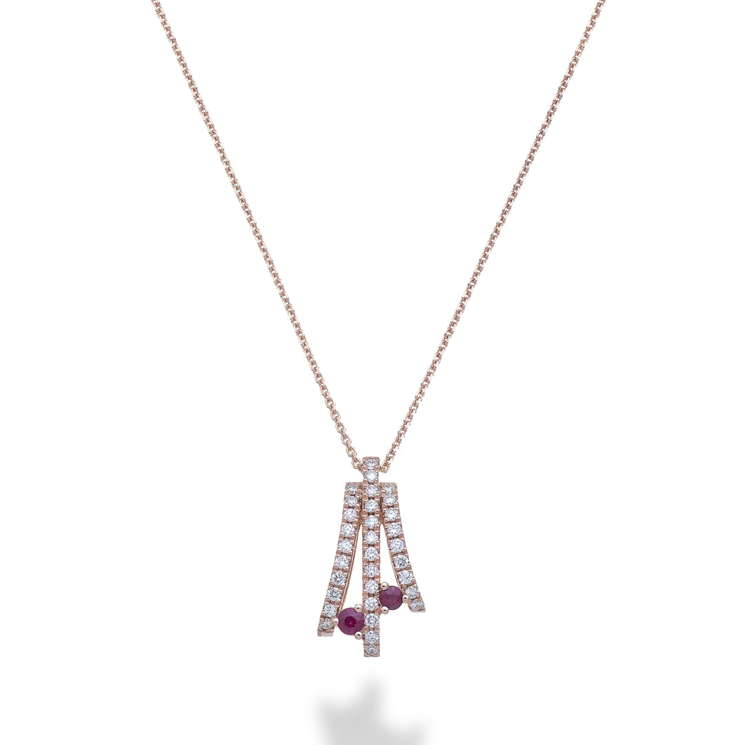 Golay tre rækker diamant halskæde med to tangent rubiner GMF779DRUR-25335110175