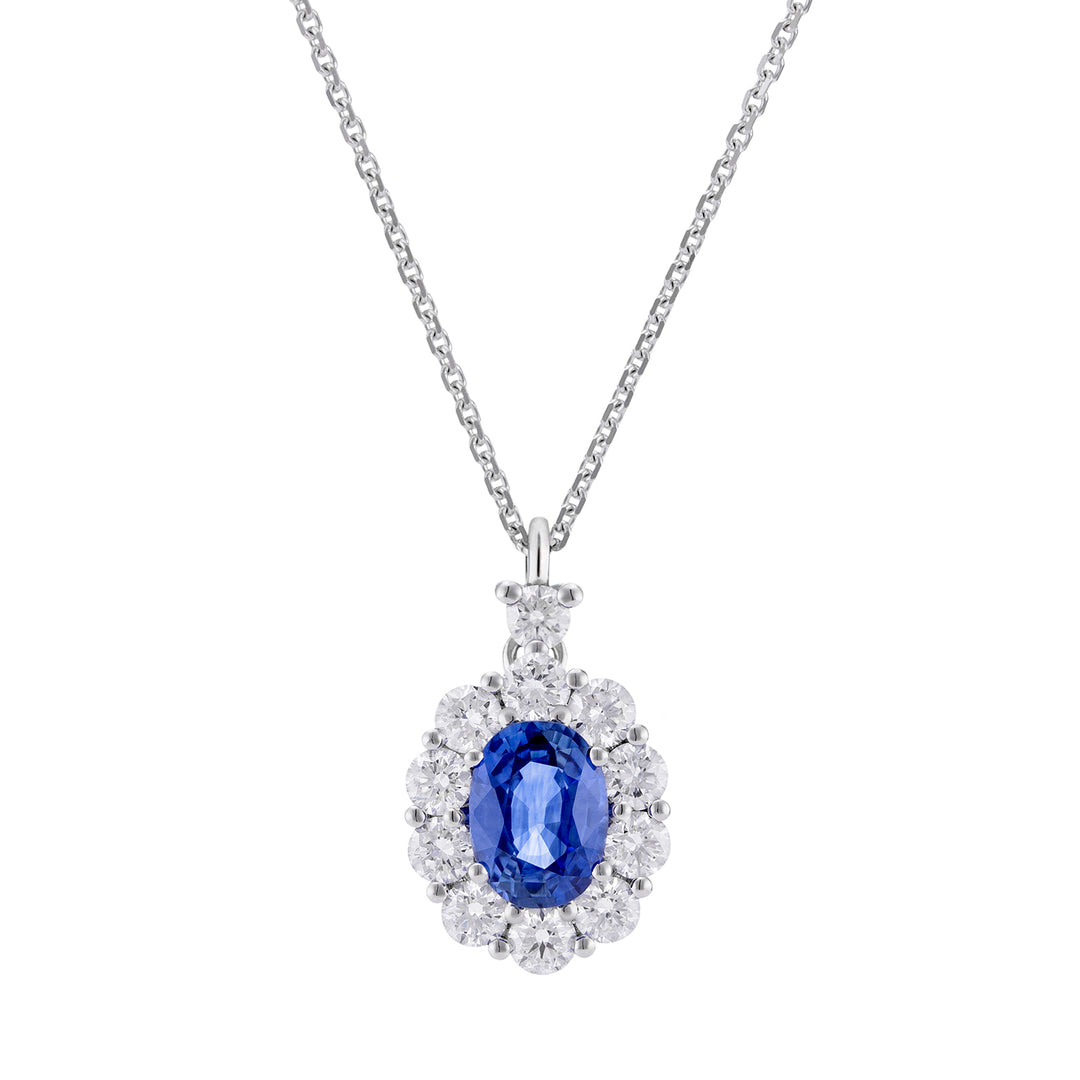 Colier Golay 6x5 safir oval și contur de diamant PCL043DIZB1-23128110071