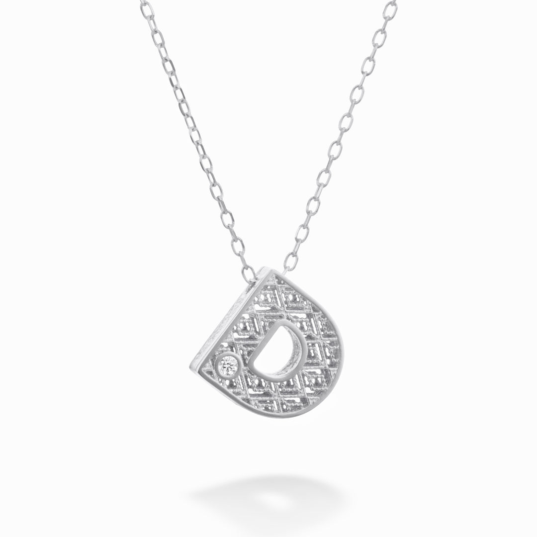 Nihama cl oro blanco de 18k letra diam. ct.0,01 NDLETDO4