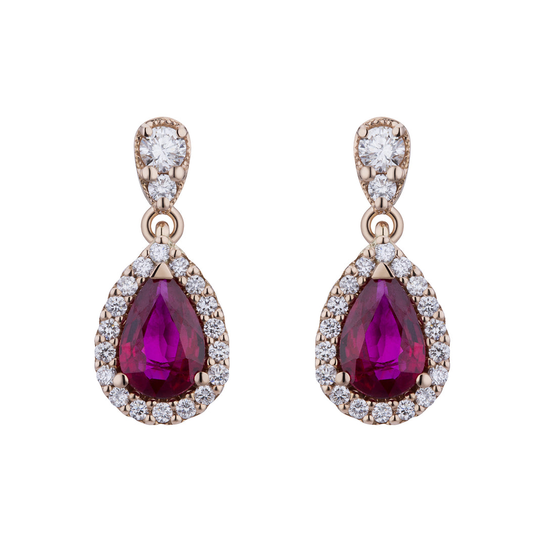 Golay robijnrode druppeloorbel 6x4 en diamanten ORB300RU-23321110199