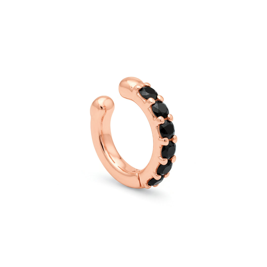 Nihama or ear cuff a molla 9kt con sei diamanti black, in oro rosa NXDOEC780R3BK030