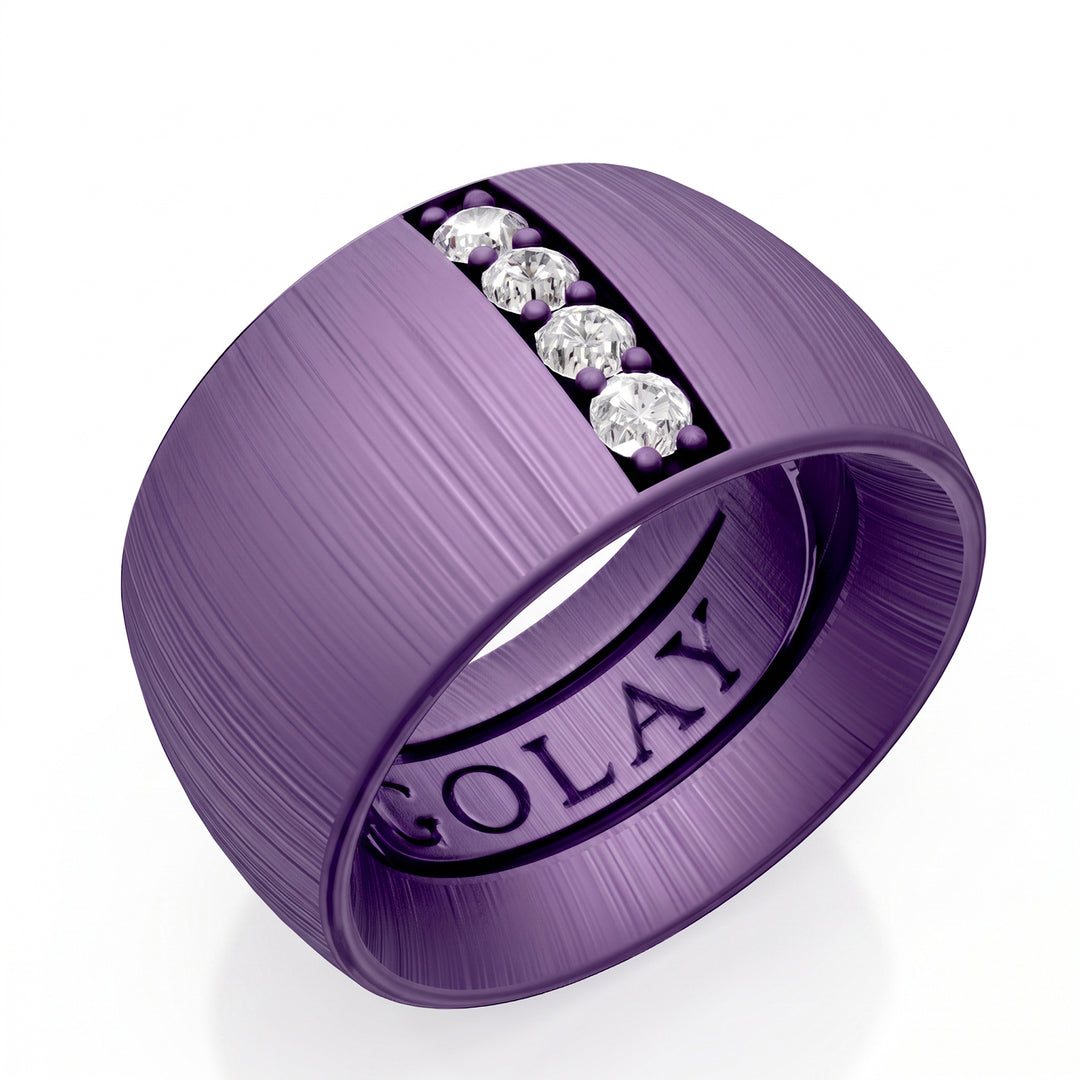 Golay purple titanium fabric texture band ring, size 15, with internal spring for reduction GAN028DIVITX-15