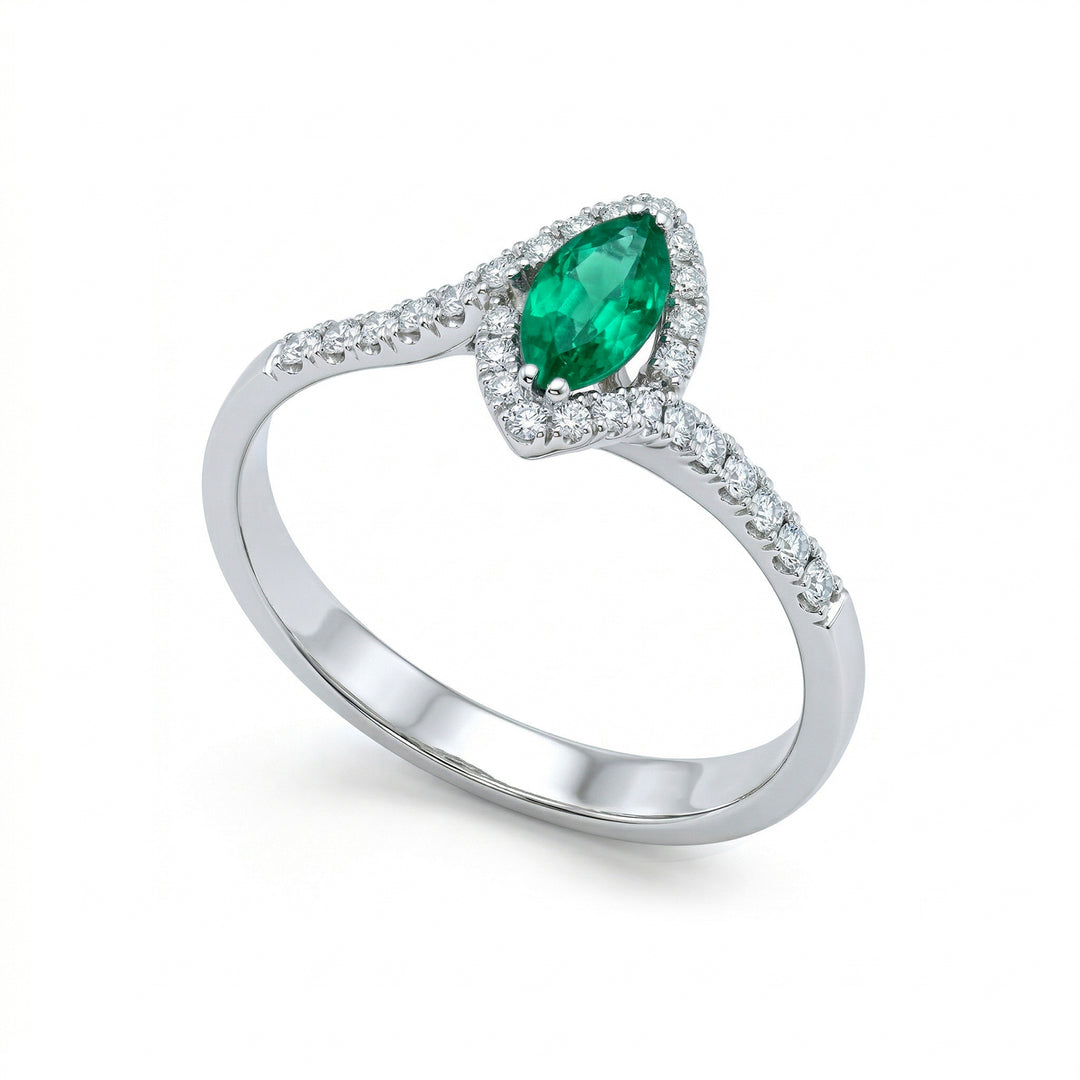 Bague émeraude marquise Golay 7x3 avec contour ACLC029WDISM-22167110096