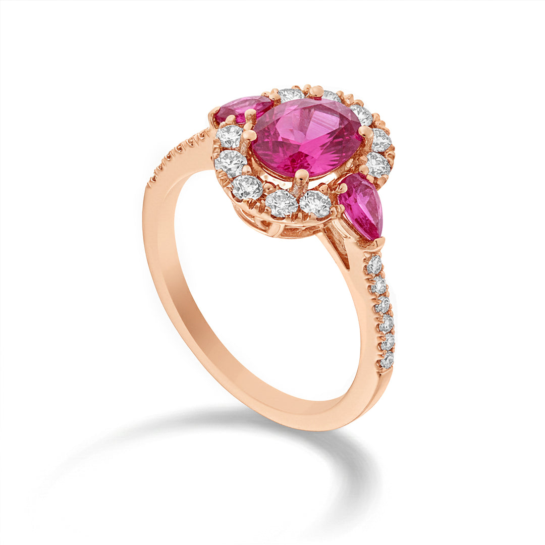 Anel oval de safira rosa Golay 8x6-gotas 4x3 e cont. ACLC463DZP8643R-24192110009