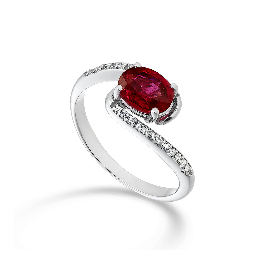 Nihama an 18k ruby ​​n. oval 7x5 ct.0.85 diam. ct.0,085 NA5101O4RBN085