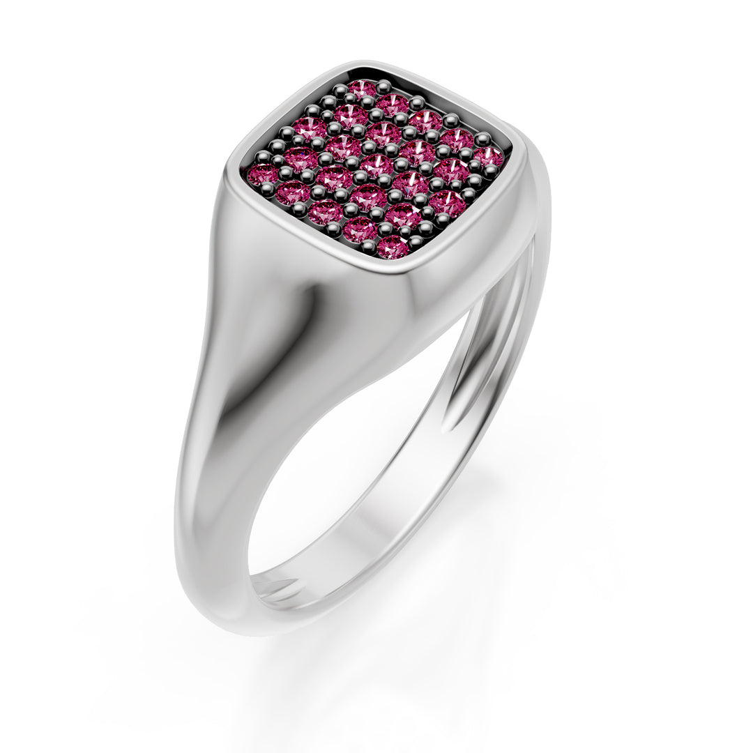 Anel mindinho quadrado do World Diamond Group tamanho 10, z.ouro branco rosa ACH003ZPB