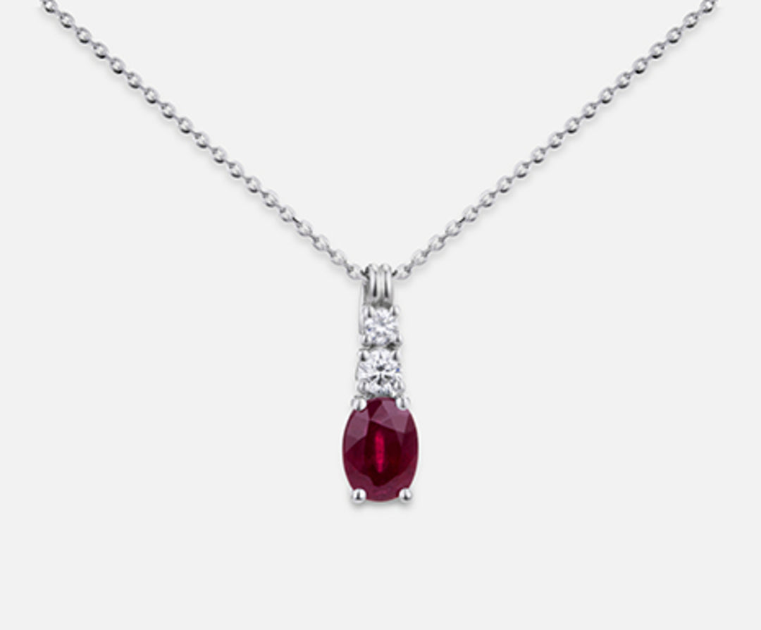 Mikiko cl 18k ruby ​​n. oval 7x5 ct.0.85 dia ct.0.15 MD5056O4RBN085
