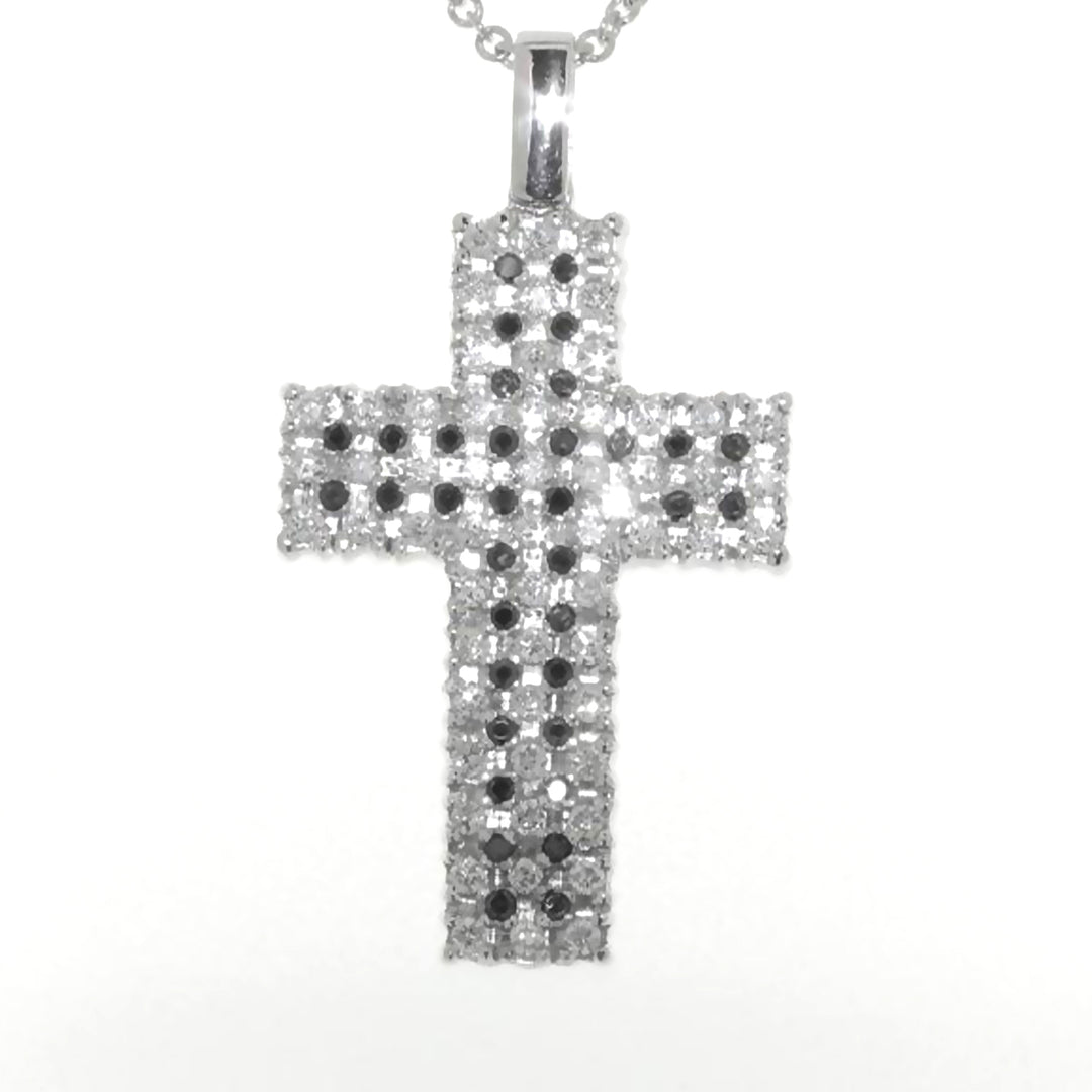 Cruz Golay diamantes pretos e brancos ródio preto GGE005BN-10123000052