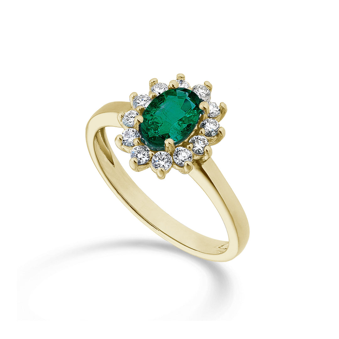 Nihama una esmeralda ovalada de 18k oro amarillo 7x5 0,60 ct diám. 0,30 quilates NA5094O1BE