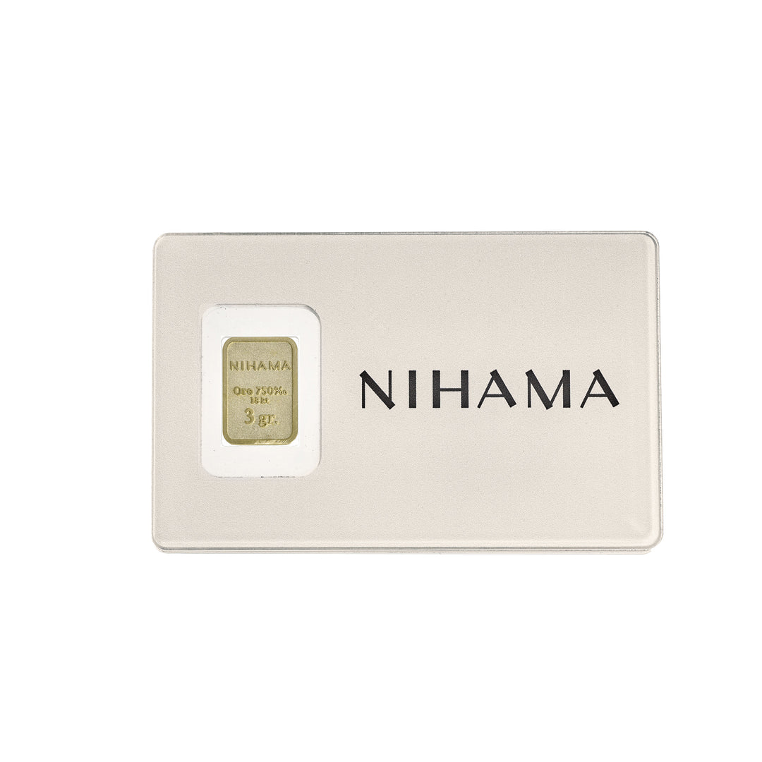 Nihama buborékfóliás buborékfólia 18 karátos arany rúd 3 grammos, plexi nihama BLTGOLD3G_NH