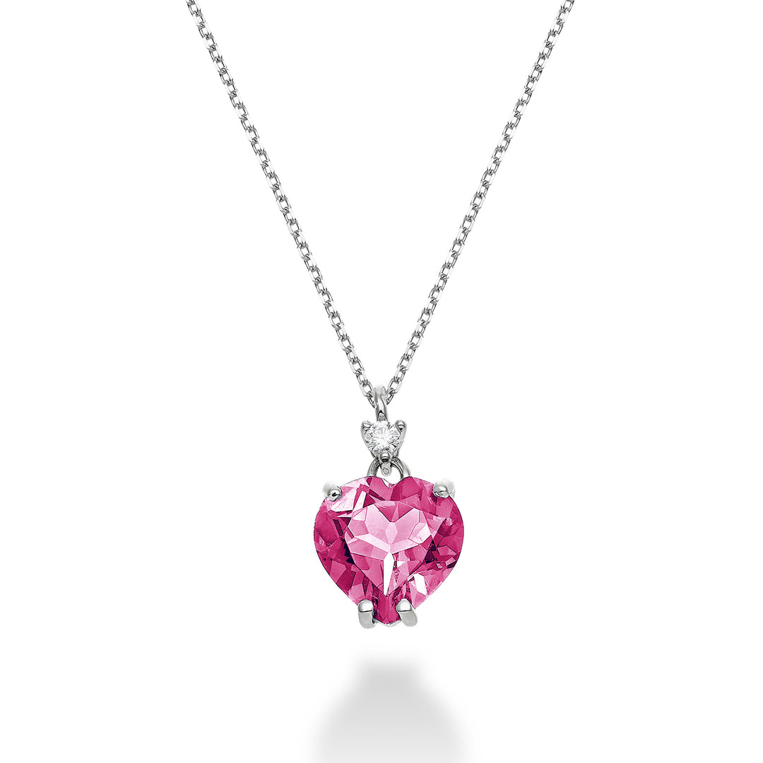 Nihama cl 18k różowe serce z topazu 8x8 ct.2,10 śr. ct.0,025 NPCL198DITPPK88O4