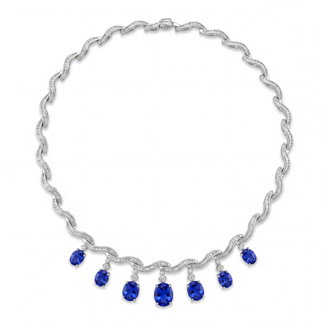 Collier vintage World Diamond Group avec diamants et goutte de tanzanite GPU408DTZ-25140110049