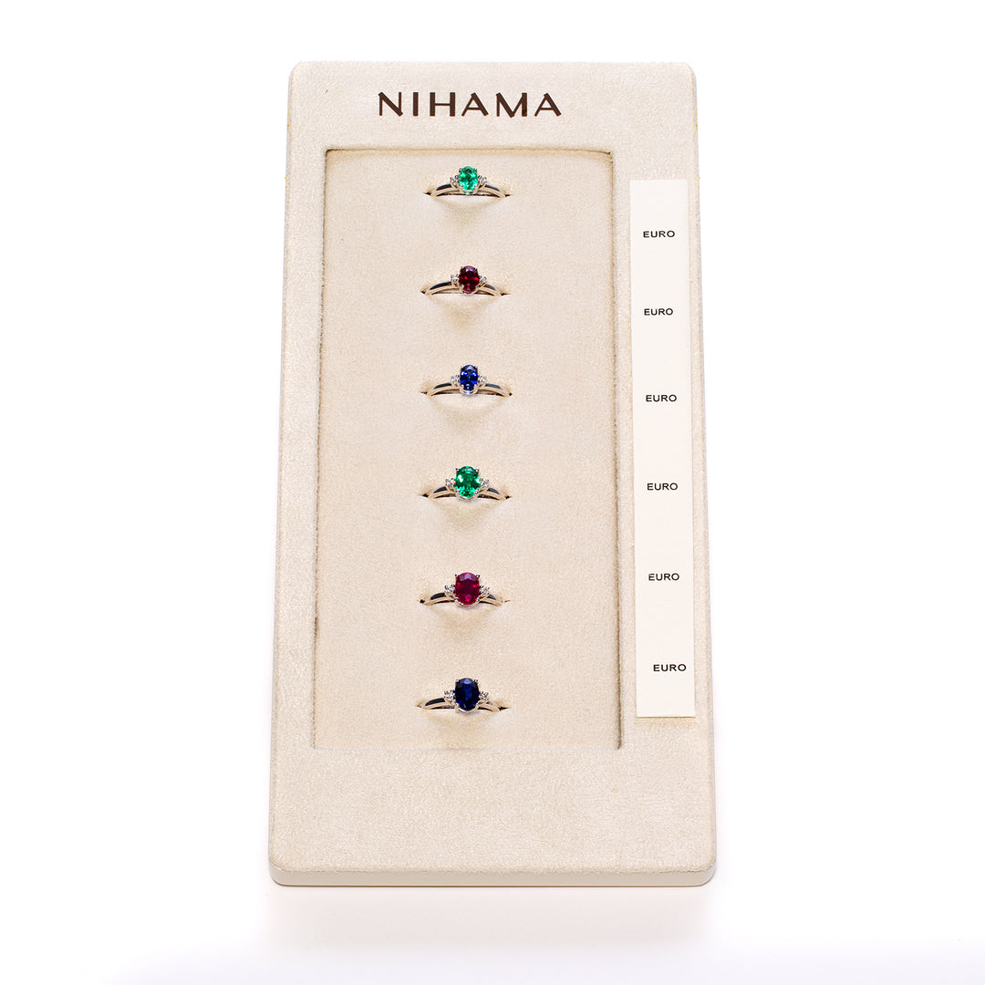 Nihama csomag egy 5072 + egy 5073 9kt ovális 6x4 7x5 zafír, rubin és smaragd tr. N.LIGHTBOX.21-T9K
