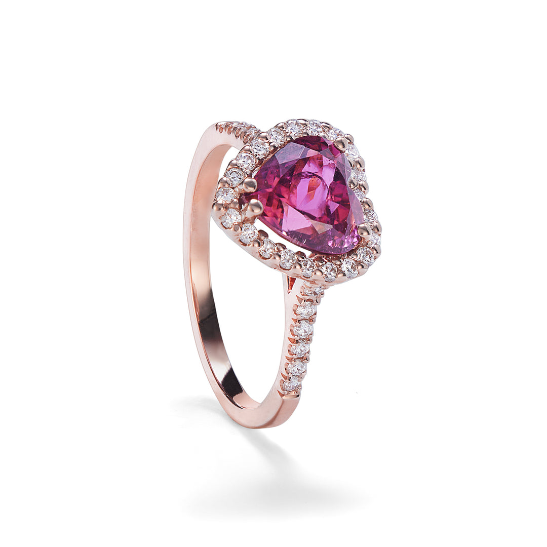 Velikost prstenu Golay růžového turmalínu ve tvaru srdce. 8x8 a diamanty ACLC060DITO2-22097110012