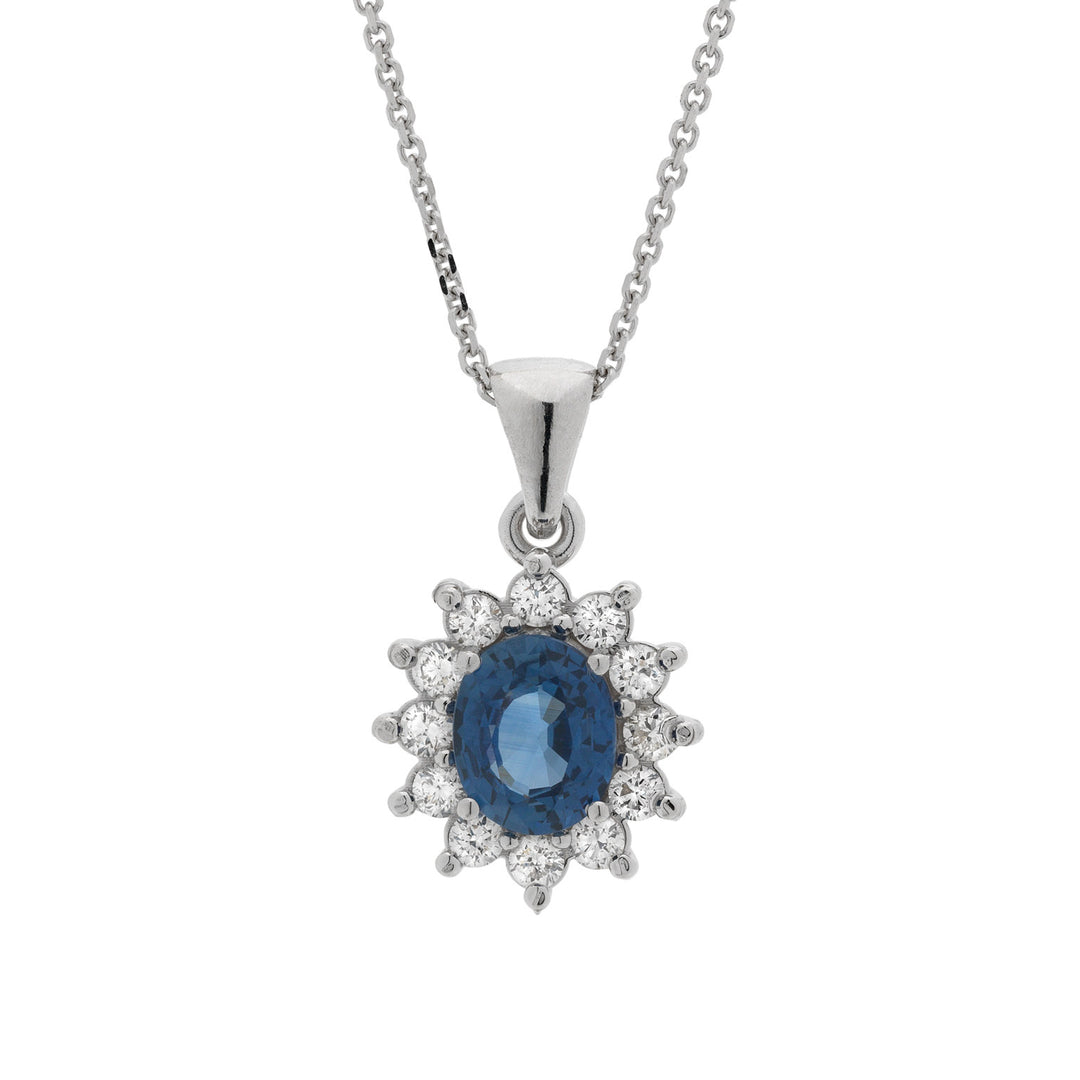 Golay 6x5 ovale Saphir- und Diamant-Anhänger-Halskette PCL019WDIZB-22035110070