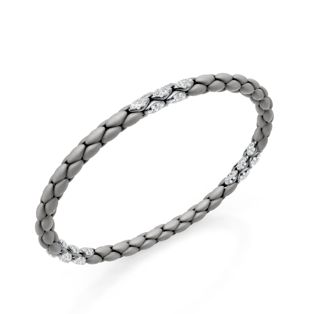 Pulseira Golay em titânio cinza, com 15 inserções pavimentadas em platina, elo em espinha, 18 cm GBR032E15PTDIGR-180