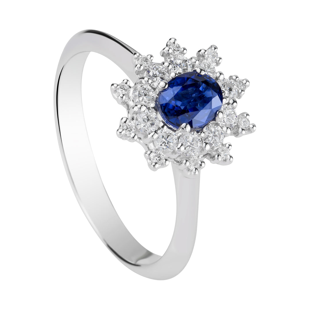 Golay 5x4 safir tusensköna ring med diamantkontur ACL070DIZB-18075110277