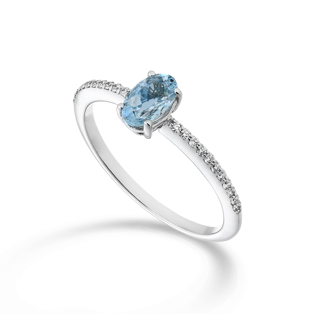 Nihama 18k oválný akvamarín 6x4 ct.0,30 pr. 0,08 ct NA5102O4AM