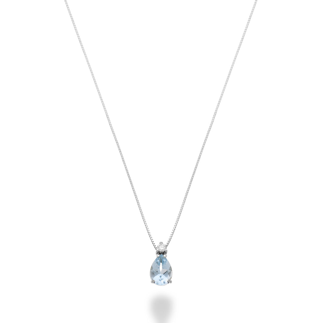 Mikiko cl 18k akvamarin drop 6x4 med diamant MD5191O4AM