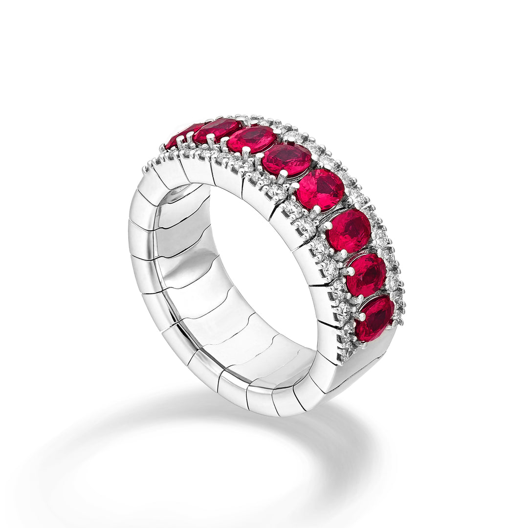 Golay elastische riviera ring met 8 ovale robijnen 4x3 en diam ARE447DRU438-24276110050