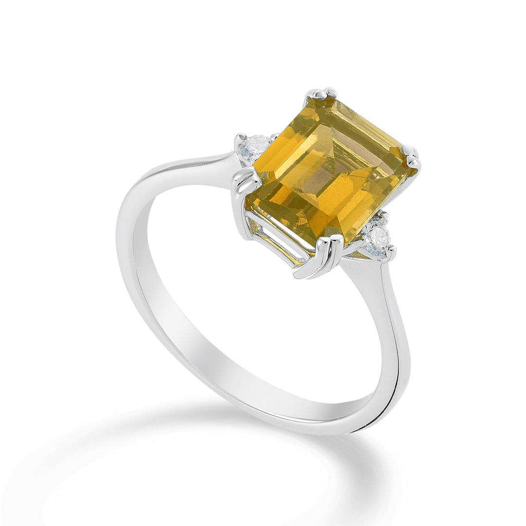 Nihama an 18k octagonal citrine 7x9 ct.2.00 diam. ct.0,08 NACL090DICITR4O4