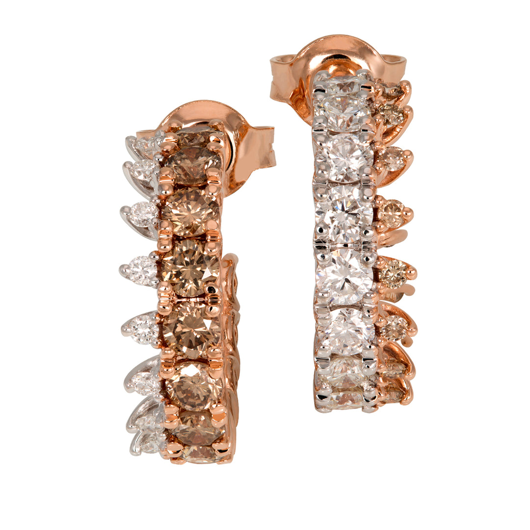 Brincos Golay com coroa de diamante branco e marrom ODG016DIBW-18117110062