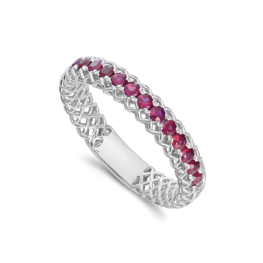Golay ring 1/2 draai met 1.30mm robijnen en staafje ARMG001RU25-23018110087