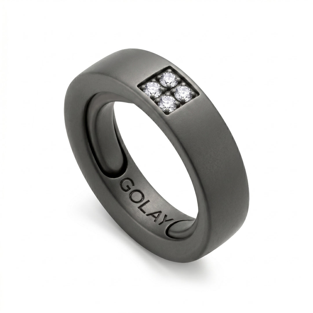 Grauer Titanring der World Diamond Group mit Diamanten von insgesamt 0,10 ct, einstellbare Größe mit Lagern von 20 bis 24 GAN034DIGR-2024