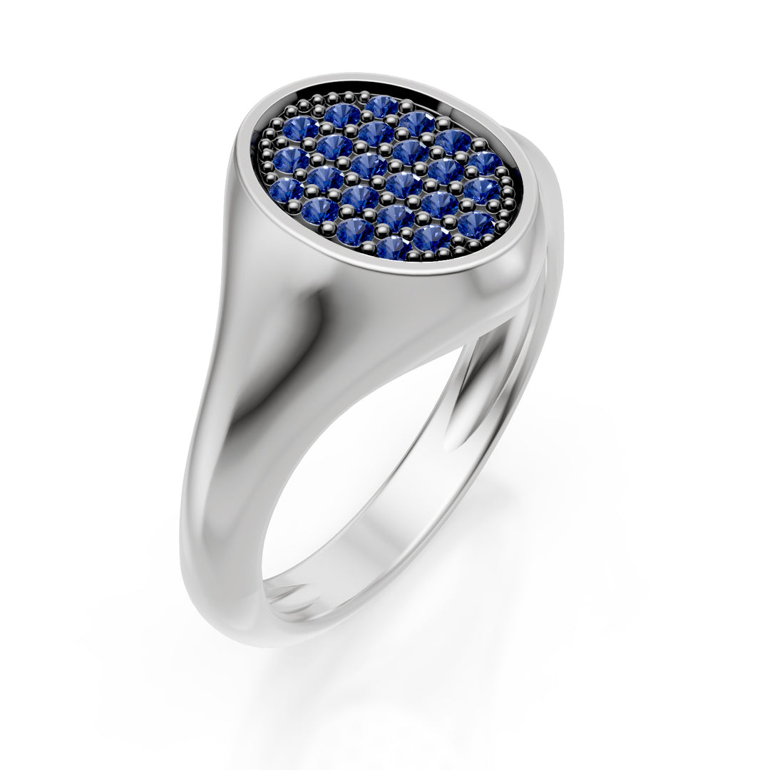 Bague rose ovale World Diamond Group taille 10 avec saphirs en or blanc ACH002ZBB