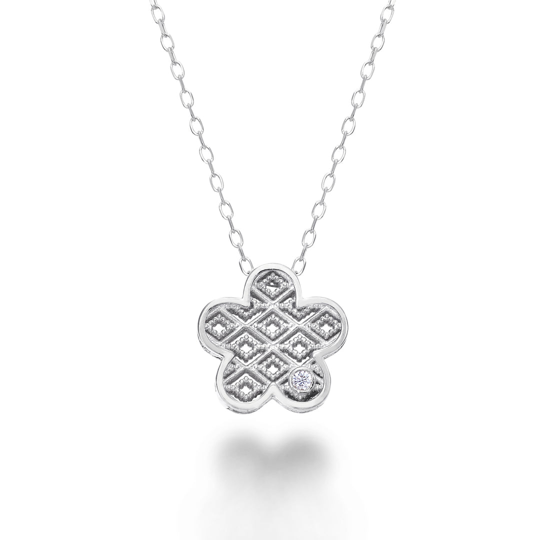 Mikiko cl 18k Weißgold Blumendiamant. ct.0,01 MDFIOREO4
