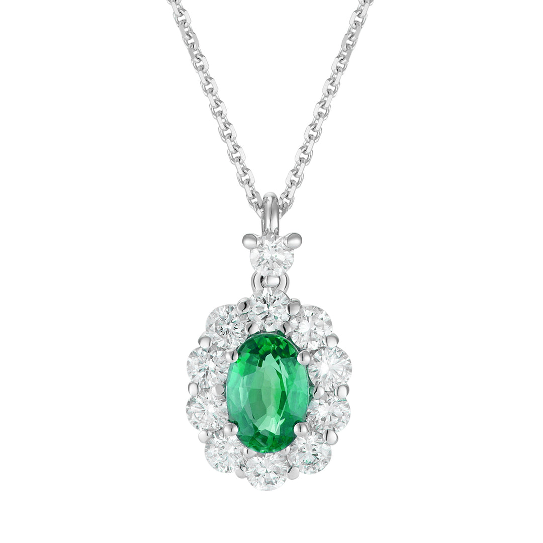 Colar oval de esmeralda Golay 6x4 e contorno de diamante PCL042DISM1-23241110005