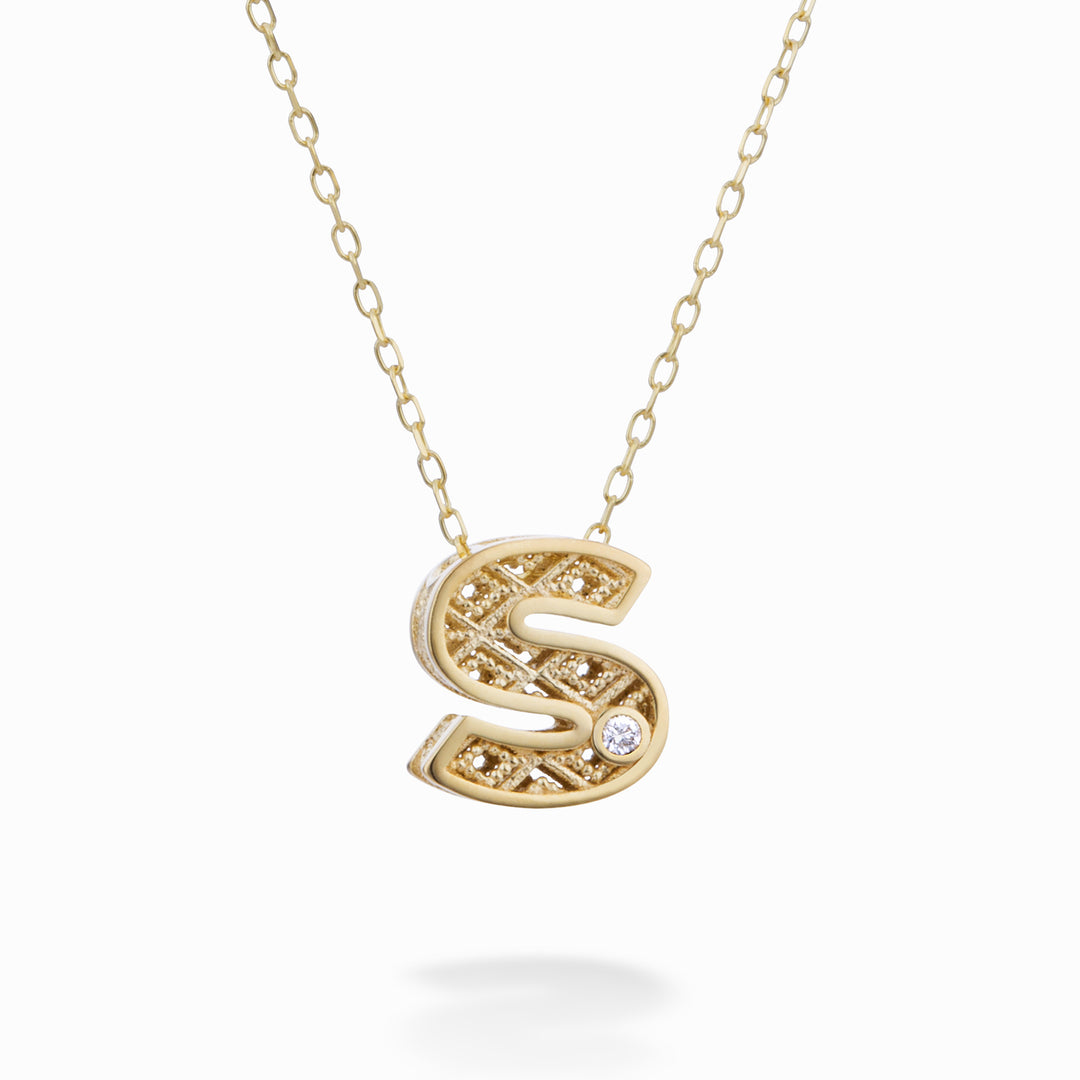 Nihama cl 18k letter s keltakulta halm. ct.0.01 NDLETSO1