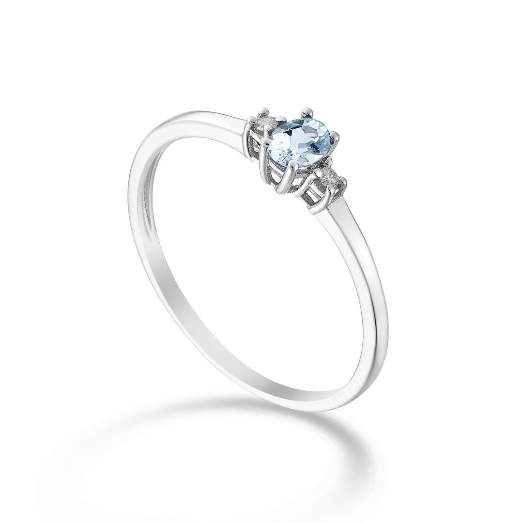 Mikiko μια 9k οβάλ ακουαμαρίνα 4x3 ct.0,14 διαστ. 0,02 ct MA5190R4AM